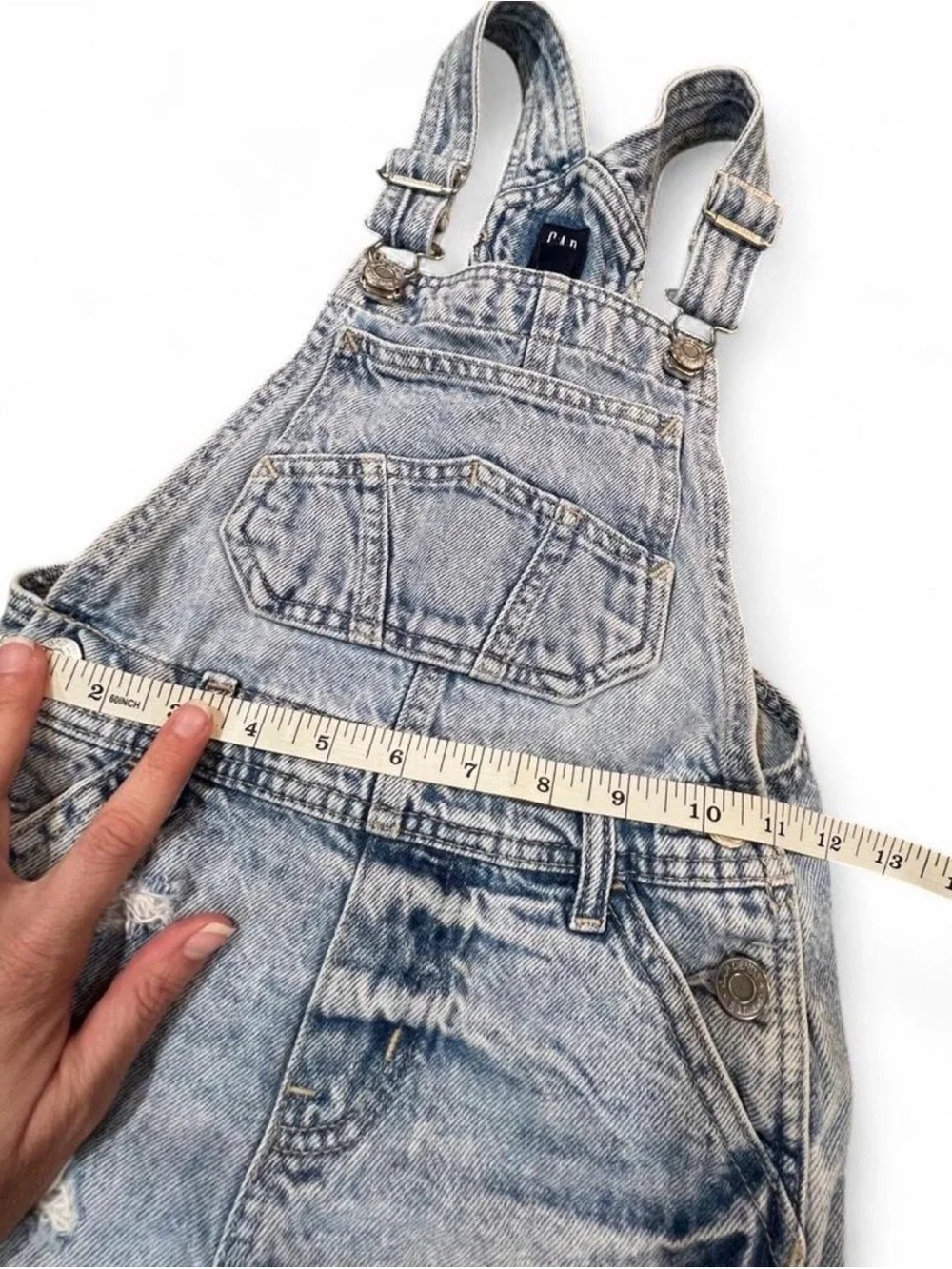 Kids Distressed Light Wash Denim Overalls - Light Blue